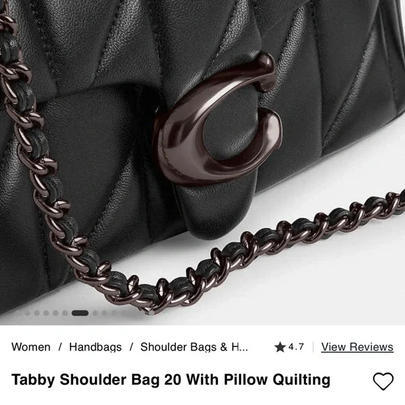 Coach Black Quilted Shoulder Bag with Chain Strap - Picture 5 of 5